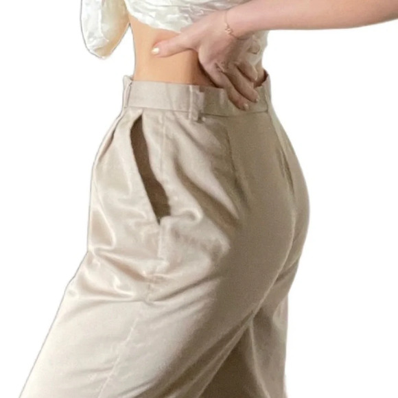 Vintage y2k khaki high waist relaxed fit trouser pants Sz 8 baggy fit - Picture 5 of 10